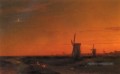 paysage avec des moulins à vent Romantique Ivan Aivazovsky russe